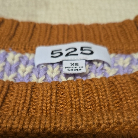 525 America Cream and Brown Patterned Sweater - Picture 3 of 3